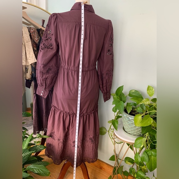 St. Roche Darcy Shirtdress Raisin Organic Cotton MIDI Pockets Cottagecore Dress - Picture 8 of 16